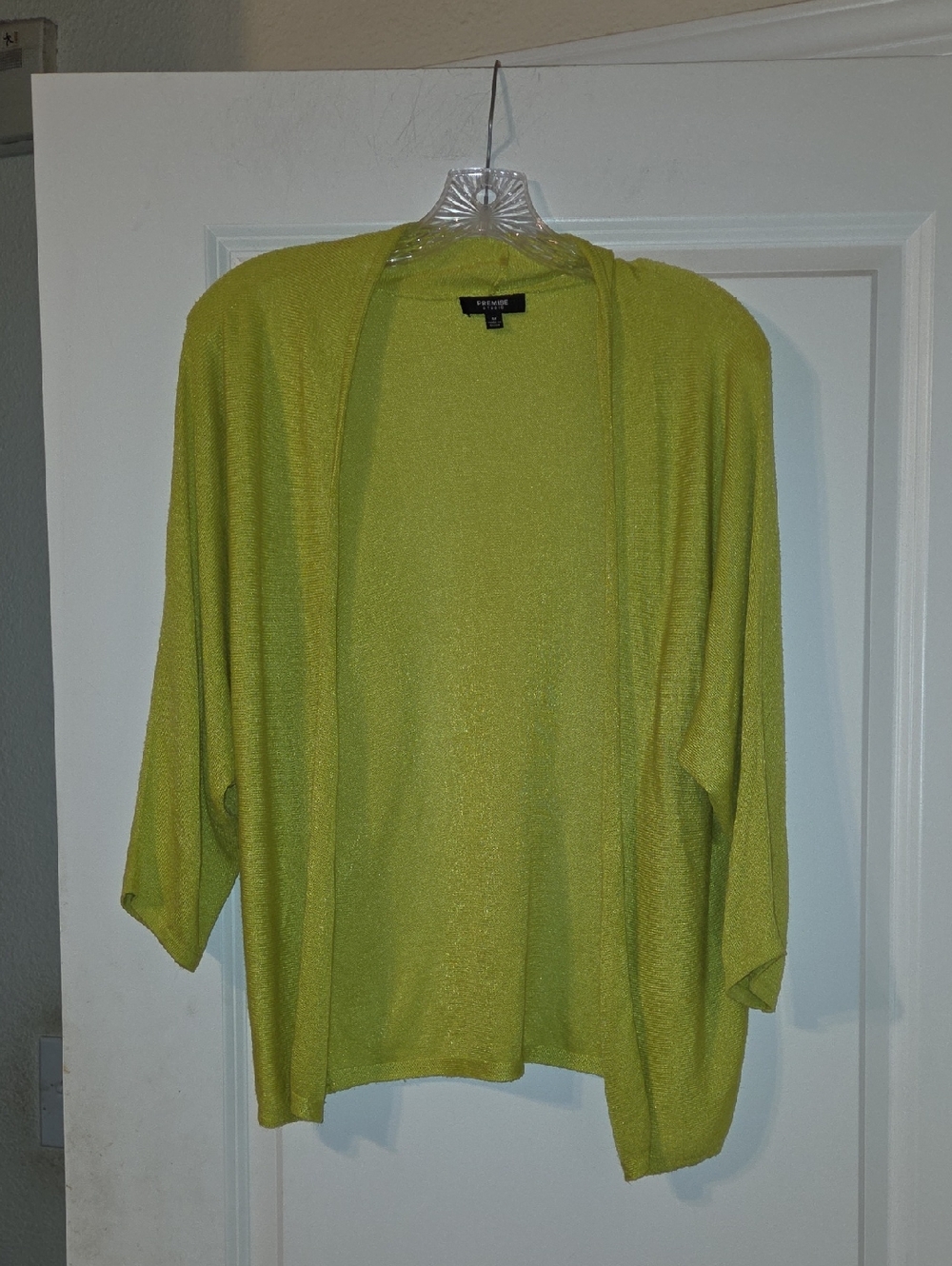 Premise Bright Lime Open-Front Draped Cardigan